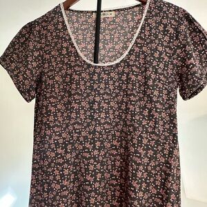 NATURAL LIFE Navy Blue and Pink Floral Maxi Dress